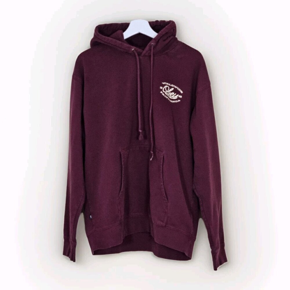 Obey Hoodie Mens L Burgundy Worldwide Propganda LS Fleece Skate Streetwear Punk